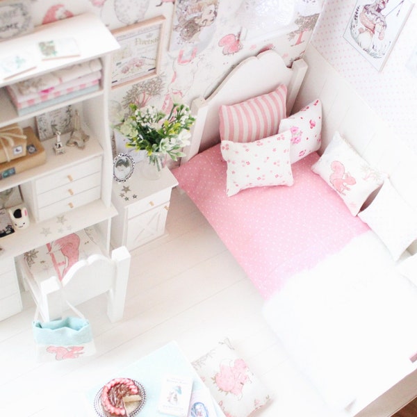 Bedroom Diorama "White Bears Lightings" - Blythe/Pullip/Lati/Pukifee/Yosd/BJD/Enyo/Holala