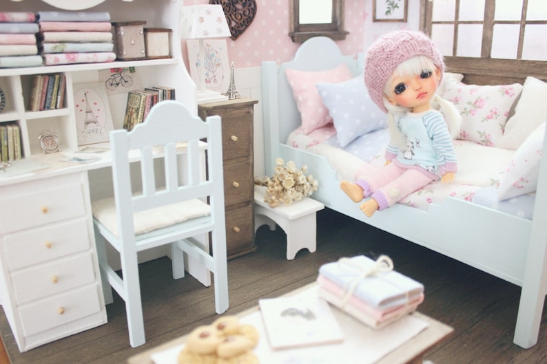 Bedroom Doll Diorama peonies and Butterflies Etsy