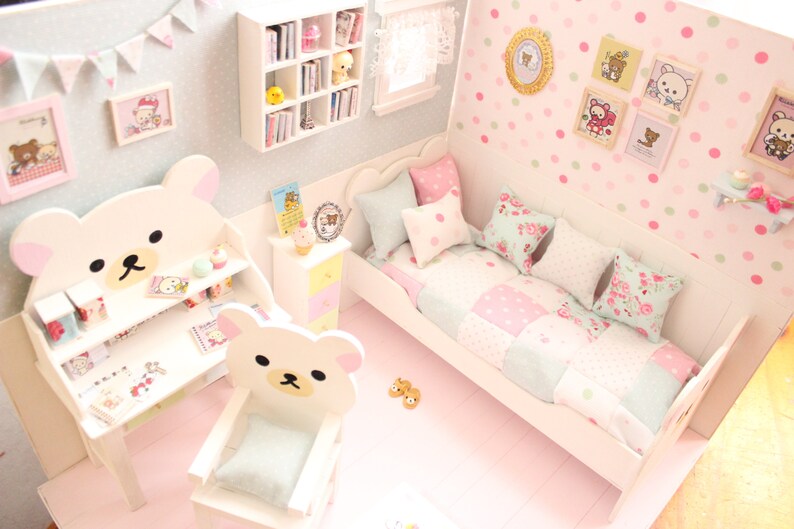Bedroom Diorama white Rilakkuma Room Etsy