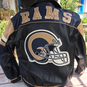 Vintage 90s NFL St. Louis Rams Suede Leather Bomber Jacket 