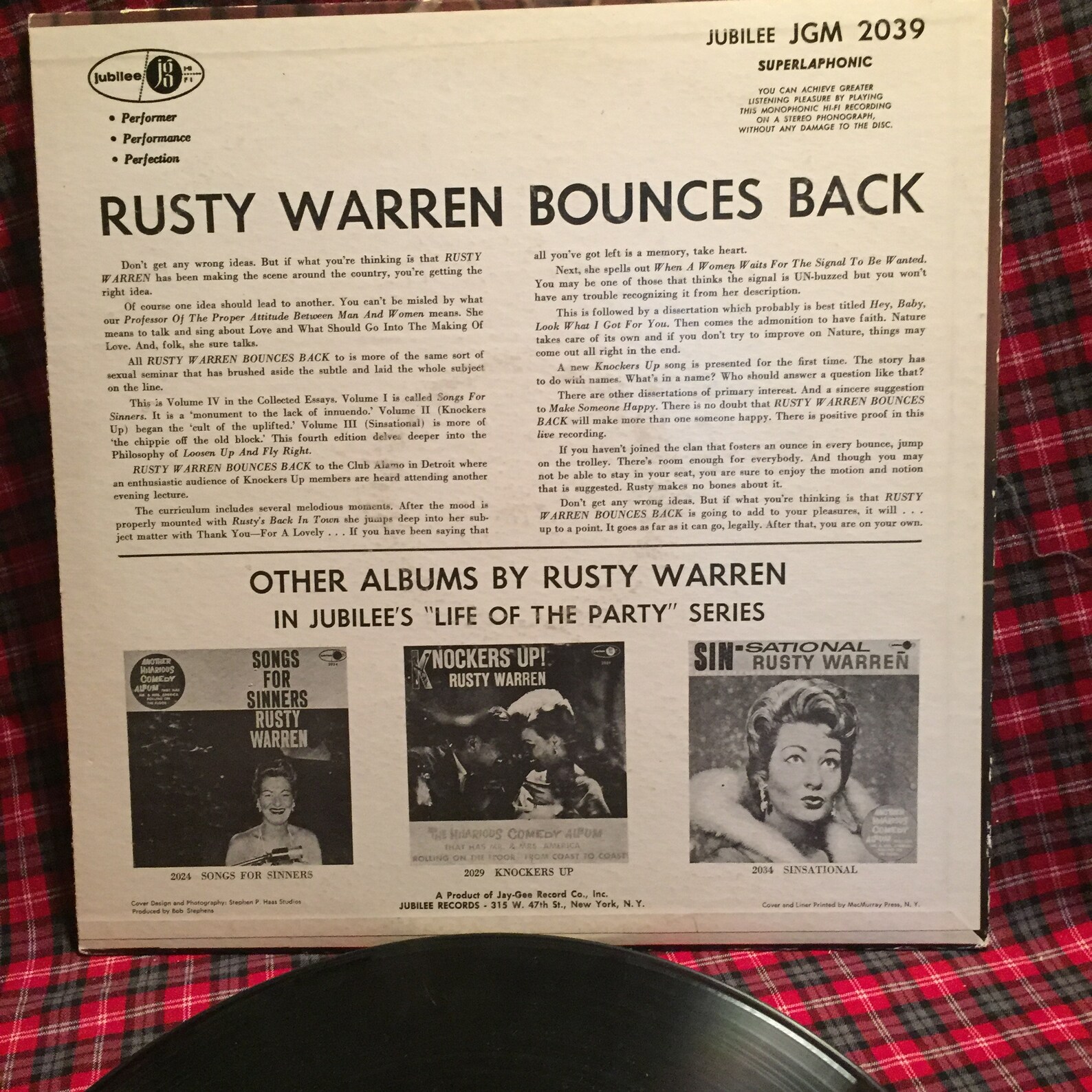 Rusty Warren Bounces Back/ Comedy Album for Adults Only /JGM | Etsy