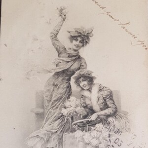 4 Cartes postales vintage Français  thèmes fleurs ,scrap booking - éphémère - carte antique -bonnes fêtes objet de collection - minable