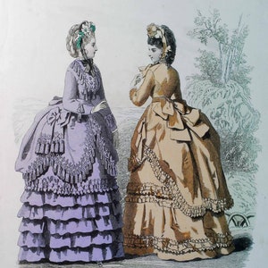 1900s, antique print of French fashion, &quot;Parisiennes&quot;, to frame, Victorian costume, fashion publication, Paris 1900