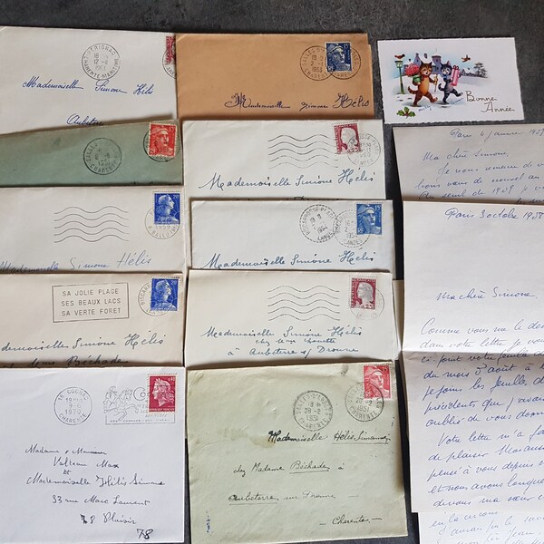 lot de 10 enveloppes avec correspondance des années 1950 a 1965  un moment d 'échanges entre une dame de compagnie et une demoiselles France