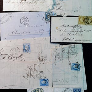 fragmento de envelopes dobrados com cartas antigas da França - coisas efêmeras de 1800 - livro de recortes - PARIS - diário ideal - manuscritos antigos