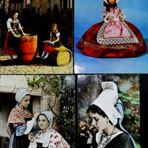 Cartes postales vintage Français  avec des femmes / Ephémères pour scrapbooking / ancien costumes de france debut 19 siecle  veritable photo