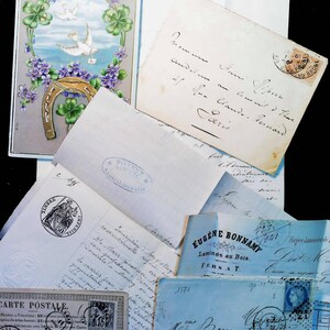 Conjuntos de 8 documentos franceses antiguos, imperialismo y Napoleón y efímeras antiguas más recientes - Álbum de recortes - Manuscritos antiguos