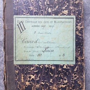 Old school notebook. Year 1894 -1895. Old school. ancient French. very beautiful calligraphy with diagram, French high school