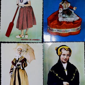 Cartes postales vintage Français  avec des femmes / Ephémères pour scrapbooking / ancien costumes de france debut 19 siecle  veritable photo