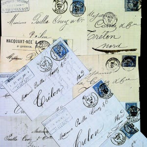Set mit 10 sehr alten Briefen aus Frankreich - Ephemera aus dem 19. Jahrhundert - Scrapbooking - Antik - Französisch - Antike Briefe - Manuskripte