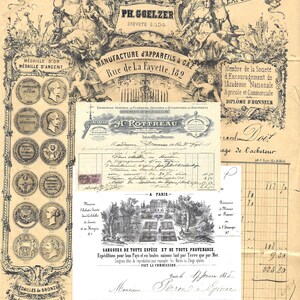 Documents Français du XIX siècles Téléchargement numérique INSTANTANÉ  paris France éphémère , scrapbooking