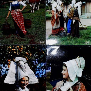 Cartes postales vintage Français  avec des femmes / Ephémères pour scrapbooking / ancien costumes de france debut 19 siecle  veritable photo