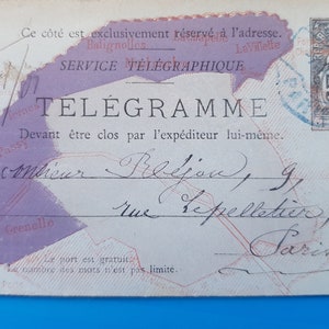 Imposta 8 molto VECCHIO TELEGRAM Francia - Effimeri del 1800 - Prenotazione rottami - Antico - Francese - Lettere antiche - manoscritti