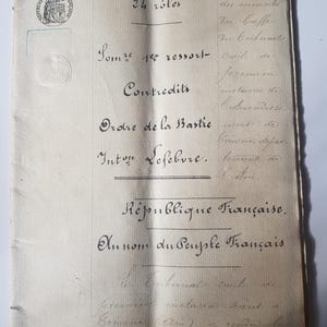 Documentos franceses Papéis de 1907 Papéis legais antigos com selos, escrita fina e elegante, papel efêmero da França, histórico