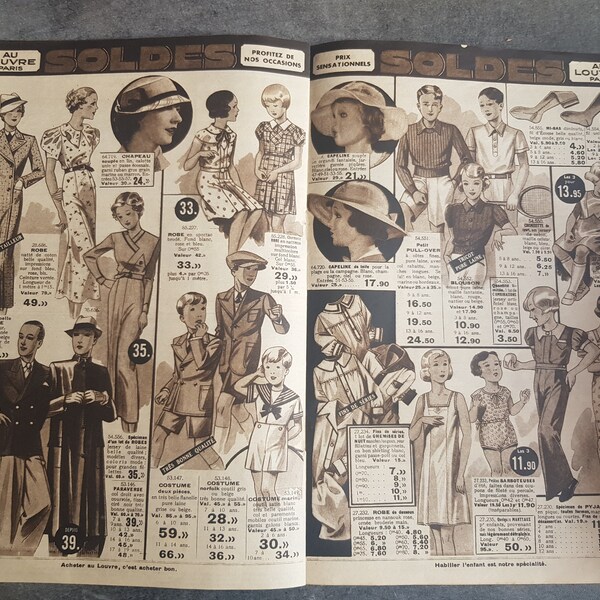 catalogue Français été 1935 AU LOUVRE a paris   de 30 pages. format 18,5 x 25,5 Paris Shop Store Fashion Women’s ,Advertising Collectable