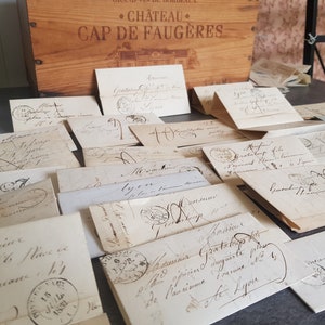 Conjunto de 5 cartas muy antiguas de Francia - Efímeras del siglo XIX - Álbum de recortes - Antigüedades - Francés - Cartas antiguas - Manuscritos