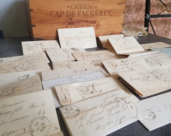 1800年代のフランスの手書きの手紙、アンティークの法的および個人的な