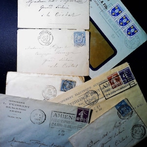 Antike Briefumschläge (1940er Jahre) Vintage-Papier-Ephemera/Scrapbooking-Stücke. Junk Journal, Kunsthandwerk. Frankreich, alter Brief, Journaling, antik