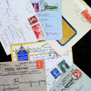 Antique letter covers (1940s) vintage Paper Ephemera/Scrapbooking Pieces. Junk Journal, Crafts. France , old letter, journaling , antique