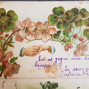 4 Cartes postales vintage Français  thèmes fleurs ,scrap booking - éphémère - carte antique -bonnes fêtes objet de collection - minable