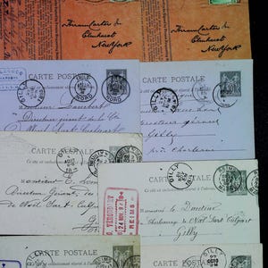 Conjunto de 8 cartas muy antiguas de Francia - Efímeras del siglo XIX - Álbum de recortes - Antigüedades - Francés - Cartas antiguas - Manuscritos