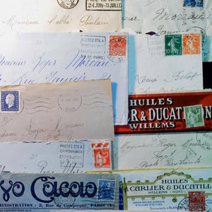 Conjunto de 10 cartas muy antiguas de Francia de los años 1890 y 1960 Efímera - Álbum de recortes - Antigüedades - Francés - Antigüedades - Manuscritos