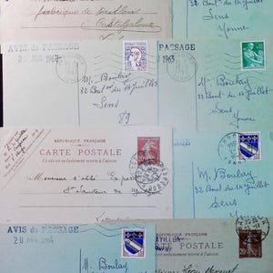 increíbles conjuntos de 8 cartas muy antiguas de Francia - Efemérides de los años 1890 y 1960 -cartas antiguas-cartas antiguas - vintage - escritura