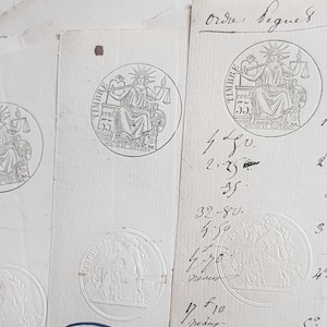 Manuscrito - Lote de papéis antigos 1810-1870 Napoleão III República Francesa Documento Legal Comercial - Efêmera Vintage - Coleção Original