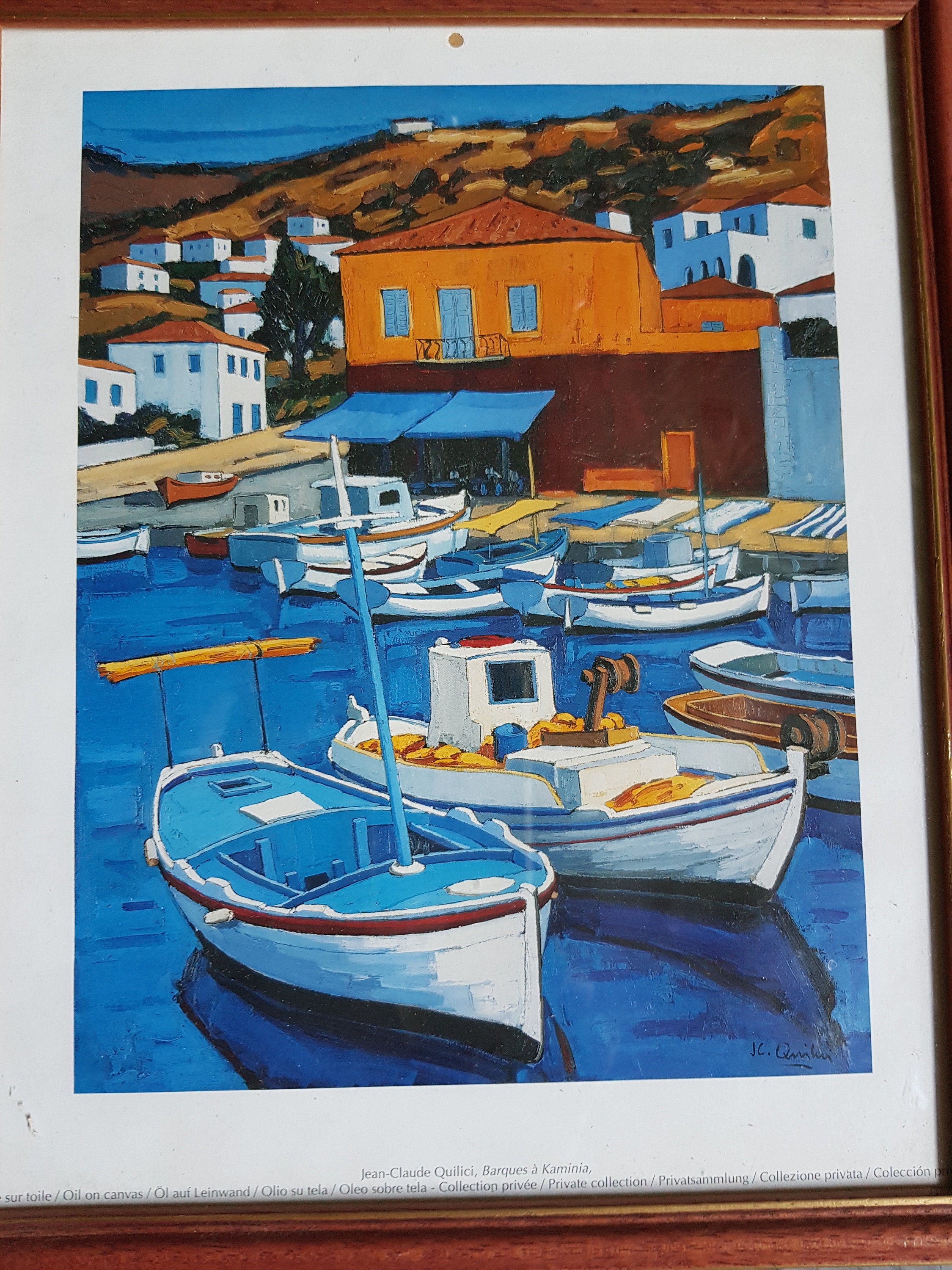 Affiche D Un Petit Port de Pêche Méditerranéen , Poster, Illustration Paysage France, Affiche Vintag