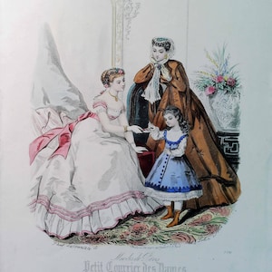 1900s, antique print of French fashion, &quot;Parisiennes&quot;, to frame, Victorian costume, fashion publication, Paris 1900