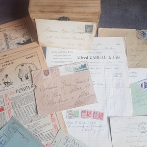 Kit para diario basura, efímeras para diario basura, efímeras vintage, facturas, adornos para diario basura, facturas vintage