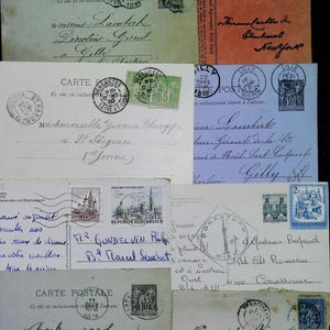 Conjunto de 8 cartas muy antiguas de Francia - Efímeras del siglo XIX - Álbum de recortes - Antigüedades - Francés - Cartas antiguas - Manuscritos