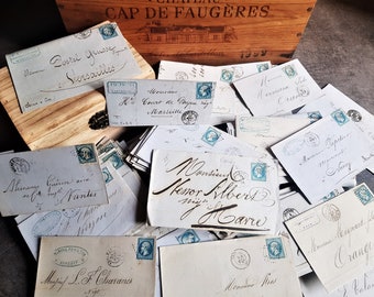Sets 10 very old letters from France - 1800s - Ephemera - Scrap booking - Antique - French - Antique letters envelopes