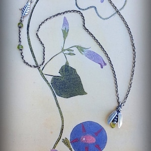 Firefly Halskette, Sterling Firefly, Blatt Verschluss, Natur Halskette, Lightening Bug Halskette, Silber Insekt Amulett, Edelstein Firefly, Käfer