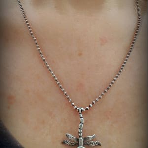 Dragonfly Necklace, Gemstone Dragonfly, Silver Dragonfly, Insect Amulet, Dragonfly Charm Necklace, March Birthstone Dragonfly, Sterling image 5