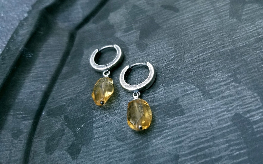 Silver Huggie Hoop Earrings, Thick Hoop Earrings, Oxidized Silver Hoops ...