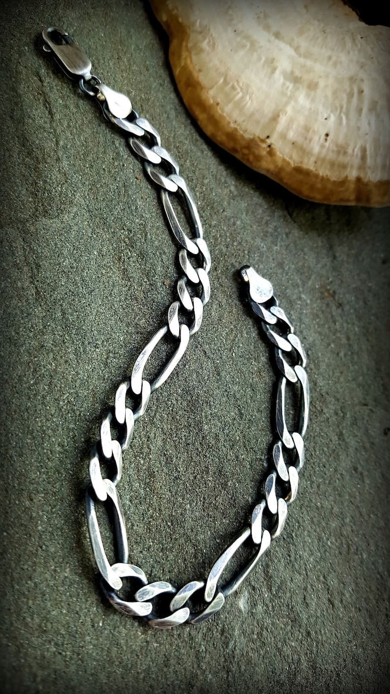 Men's Figaro Chain Bracelet 6mm Figaro Chain Sterling Etsy