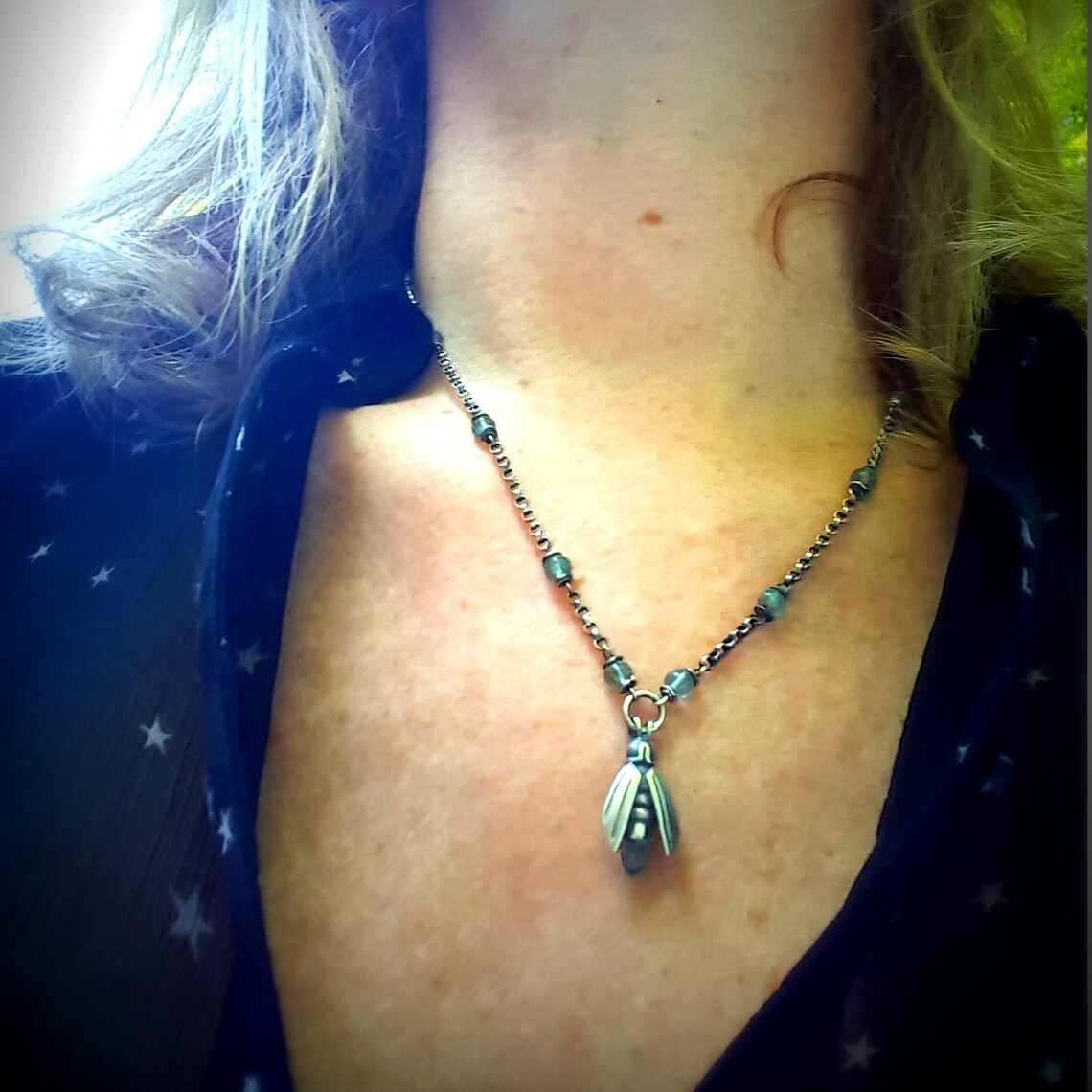 Firefly Jewelry Firefly Necklace Sterling Gemstone Firefly Etsy