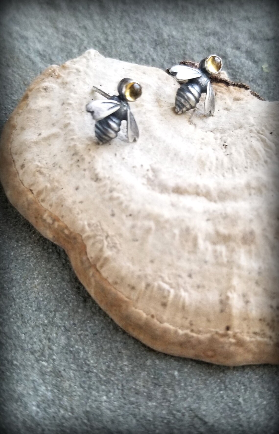 Bee and Citrine Studs