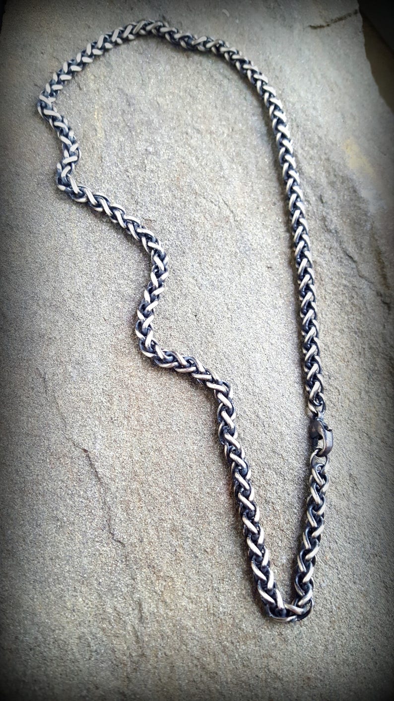 Large 6mm Snake Necklace, 6mm thick Twisted Chain Necklace, 23 Antiqued Sterling Chain Necklace, Chunky Chain Necklace image 3