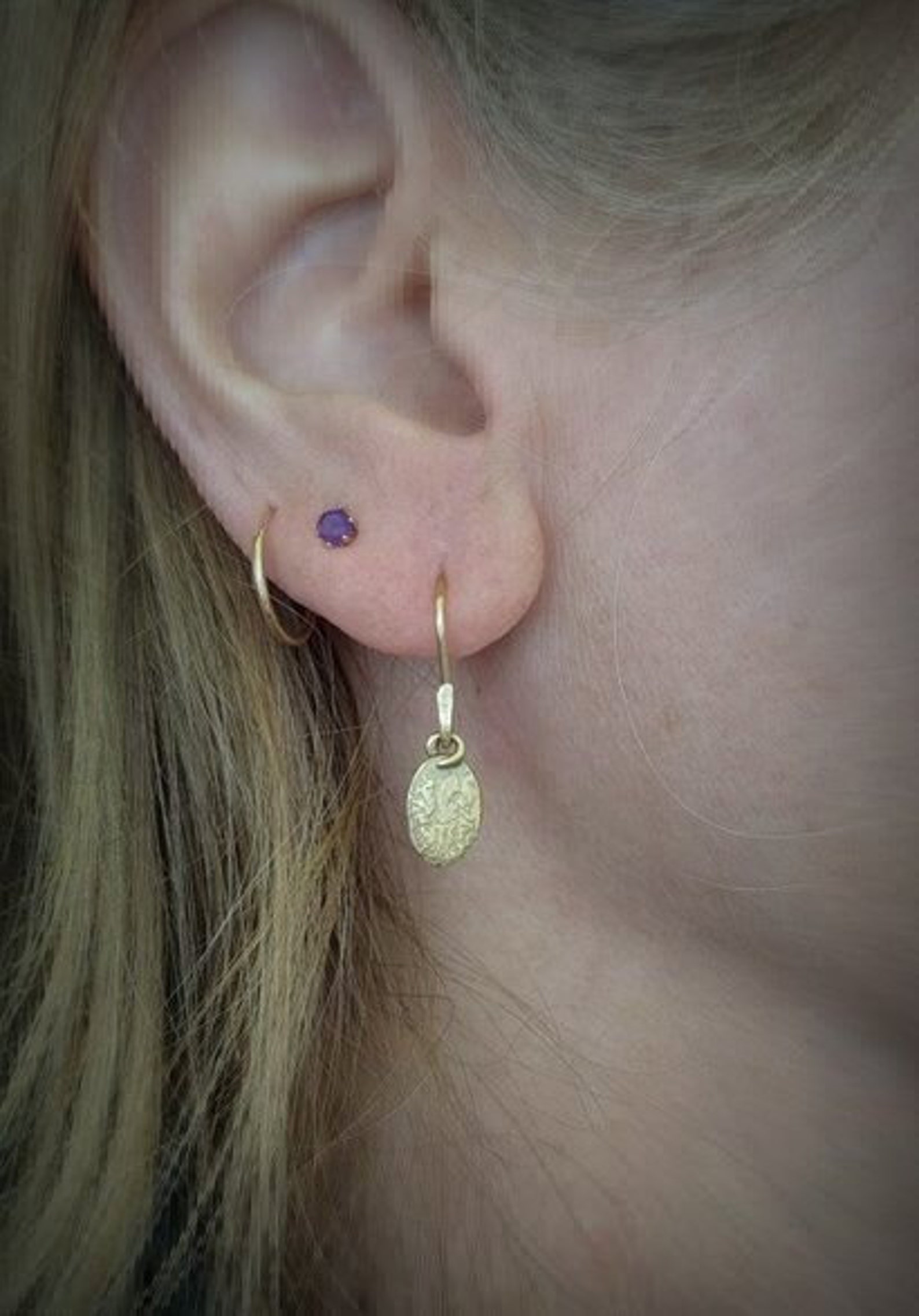 14k Oval Relic Earrings Gold Oval Earrings Gold Oval Etsy