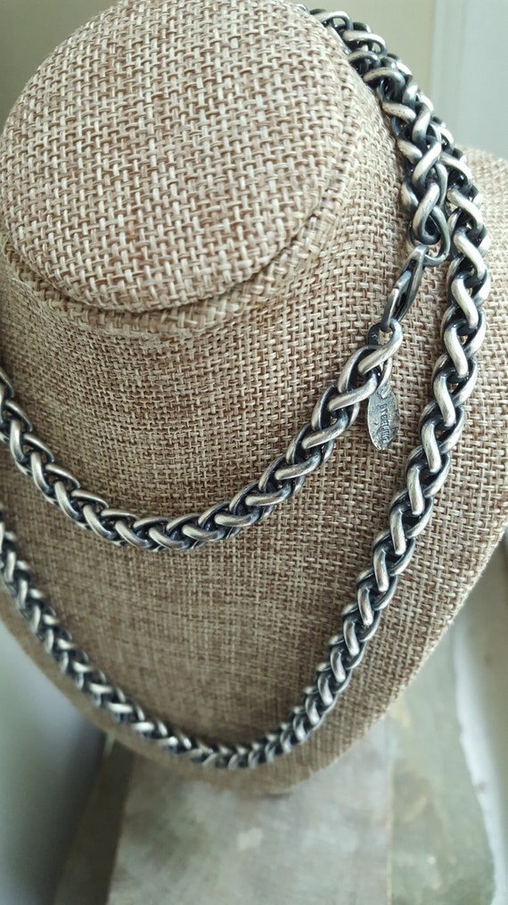 Large 6mm Snake Necklace, 6mm thick Twisted Chain Necklace,  23" Antiqued Sterling Chain Necklace, Chunky Chain Necklace