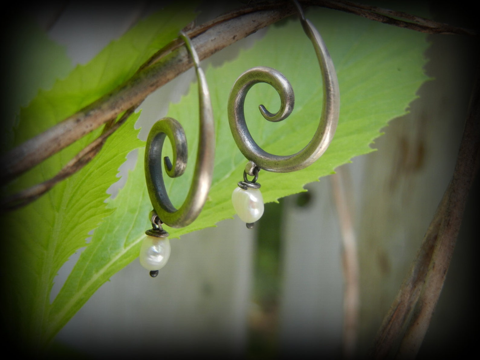 Hoop Earrings Spiral Hoops Hoops With Freshwater Pearls Etsy
