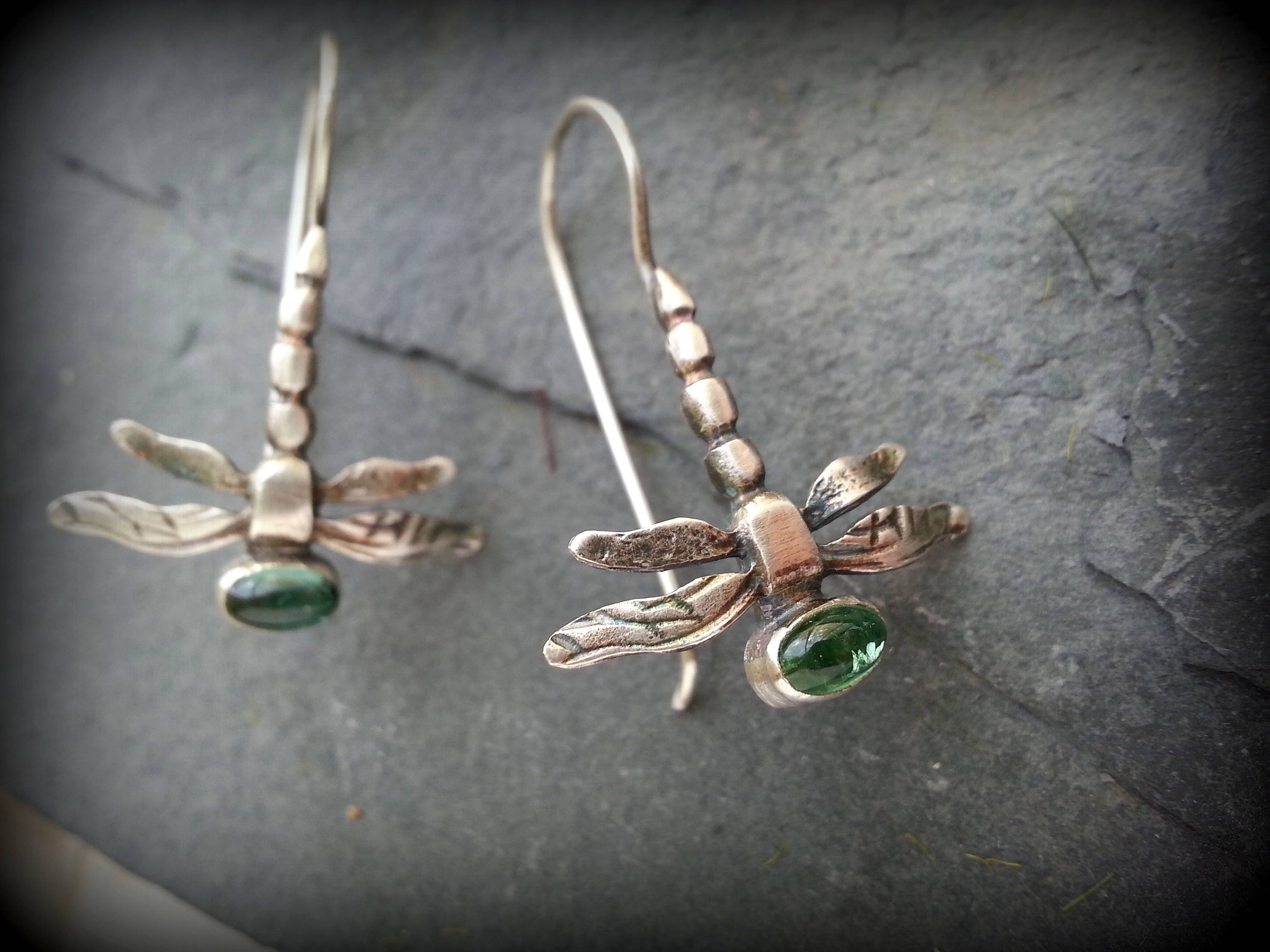 Orecchini A Libellula In Argento Sterling 925 – Sfumatura Blu-Verde Con Tormalina, Chiusura Leverback