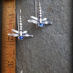 Sterling Dragonfly Earrings, Choice of Cabochon, Opal Dragonflies, Sterling Dragonfly, EarWire Dragonflies, Opal Earrings, Gift for Gardener image 5