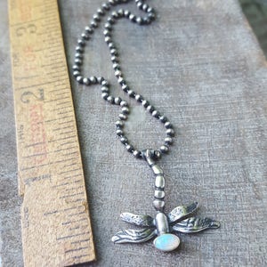 Dragonfly Necklace, Gemstone Dragonfly, Silver Dragonfly, Insect Amulet, Dragonfly Charm Necklace, March Birthstone Dragonfly, Sterling image 6