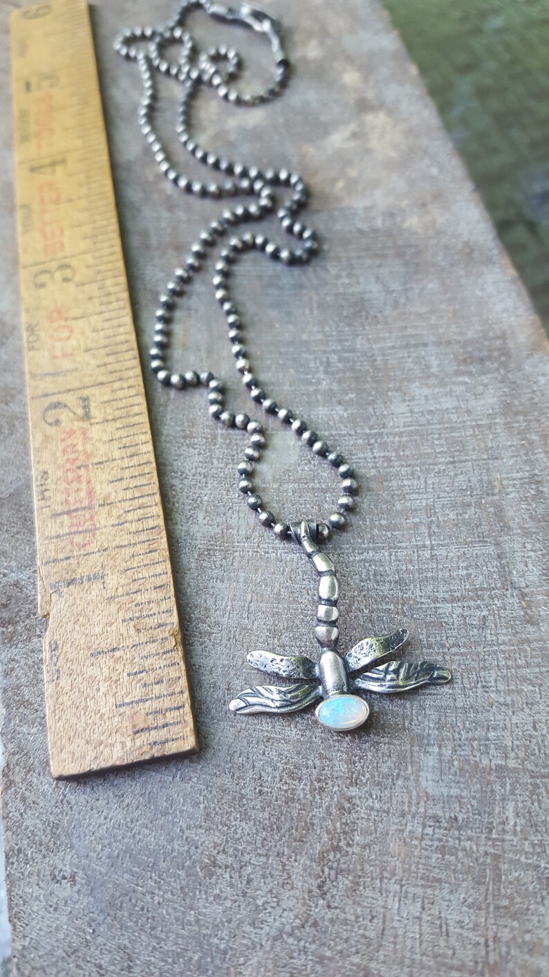 Dragonfly Necklace, Gemstone Dragonfly, Silver Dragonfly, Insect Amulet, Dragonfly Charm Necklace, March Birthstone Dragonfly, Sterling image 6