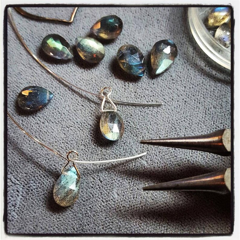 •PORTAL POINT• labradorite + mixed metal dangle earrings main image 1