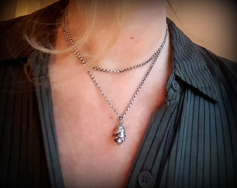 Sterling Silver Hemlock Cone Necklace, Nature Amulet