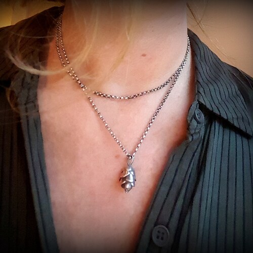 Pine Cone Necklace, Hemlock Cone Necklace, Christmas Jewelry, Silver Pine Cone, Hemlock Cone Amulet, Winter Charm Necklace, Charm Necklace